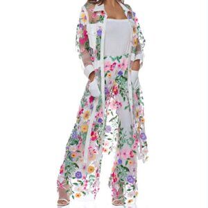 Kokomo Unlimited 48” Floral Duster Jacket | 3D Appliqué | Couture Statement Pc